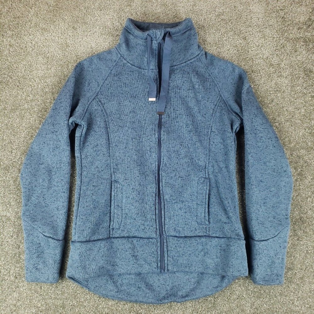Danskin Now Jacket Medium M Womens Blue Performance Fleece Full Zip Long Sleeve